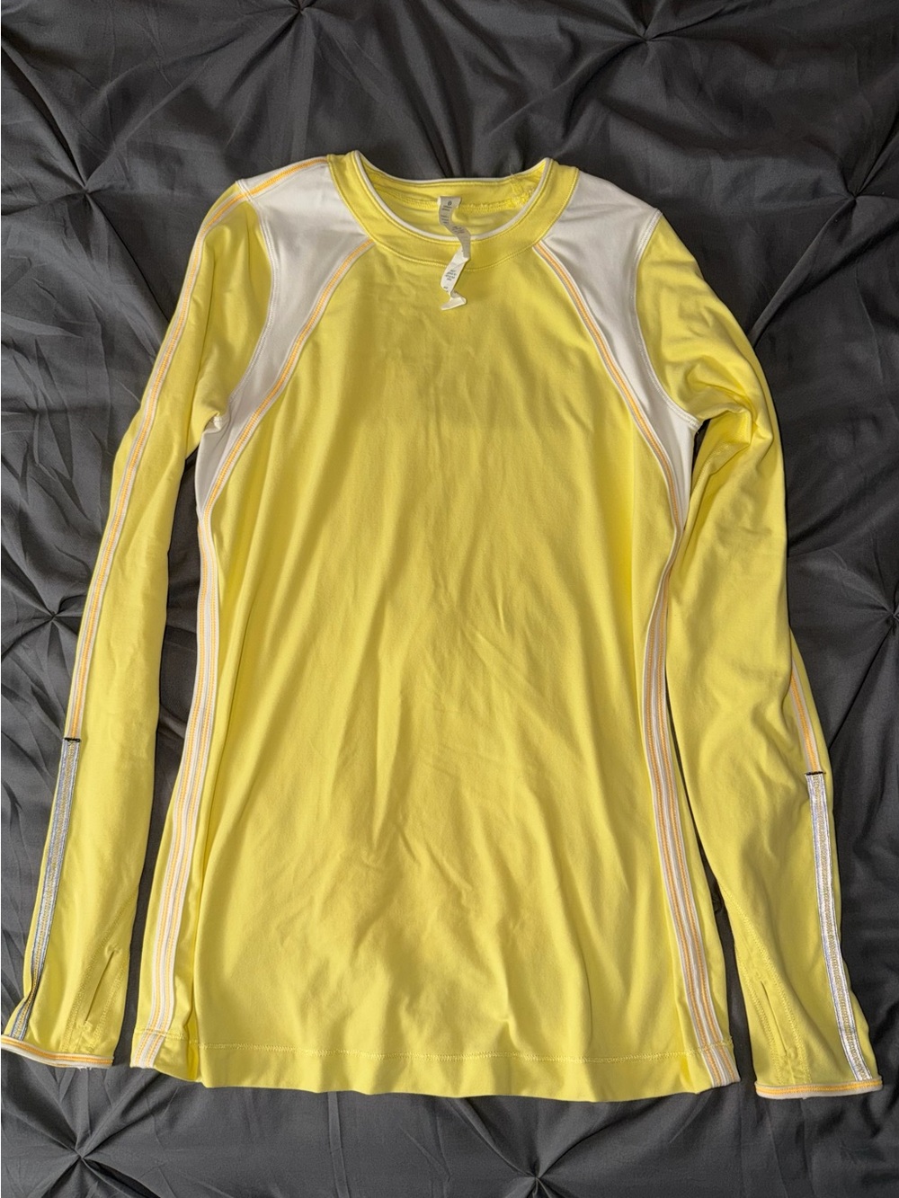 lululemon athletica Yellow Long-Sleeve Athletic Top with White Panels